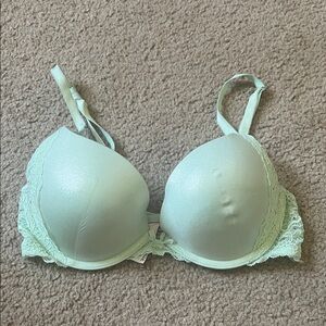 Elegant Lace Trim Mint Green Bra